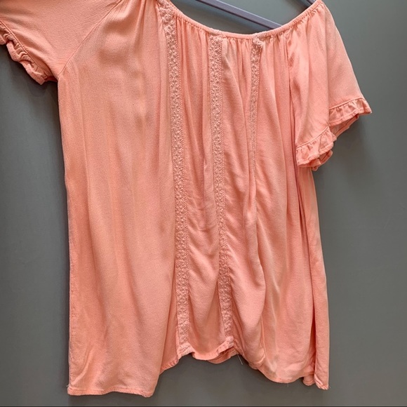 Torrid Peach Crochet Lace Peasant Blouse, 0X. - Picture 4 of 8